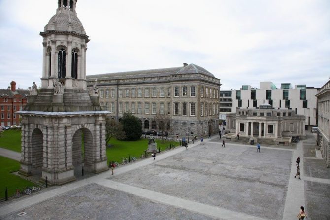 Courtyard surrounding by older and newly designed buildings