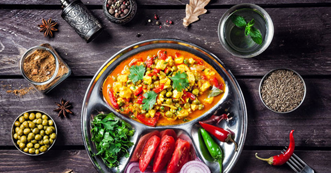 A spread of traditional Indian cuisine