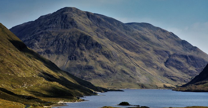 A mountain and lake