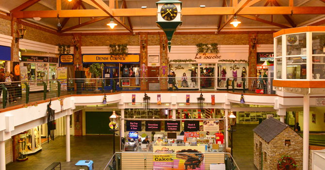 The inside of a shopping centre