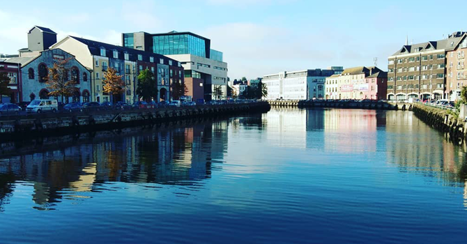 A view of cork reflected in the river water