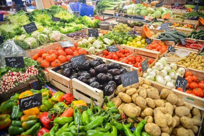 Assorted vegetables in a market