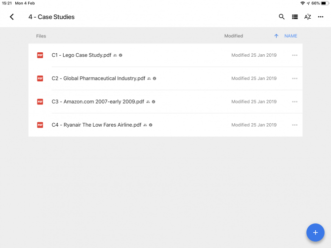 Screenshot of ipad file management system