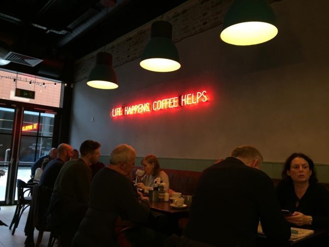 Neon sign in a restaurant
