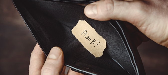 Empty wallet with a piece of paper inside
