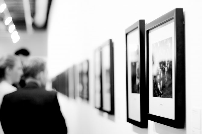 Blackand white photographs in frames