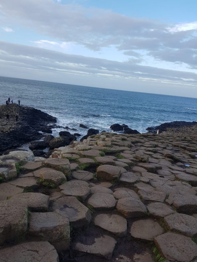 coastal scene with the giants causeway stones 