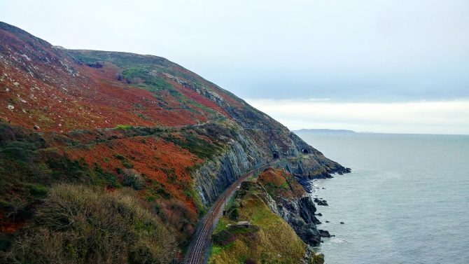 cliffs and train tracks by the sea 