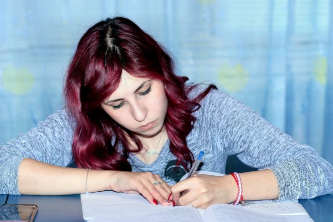 woman sitting exam 